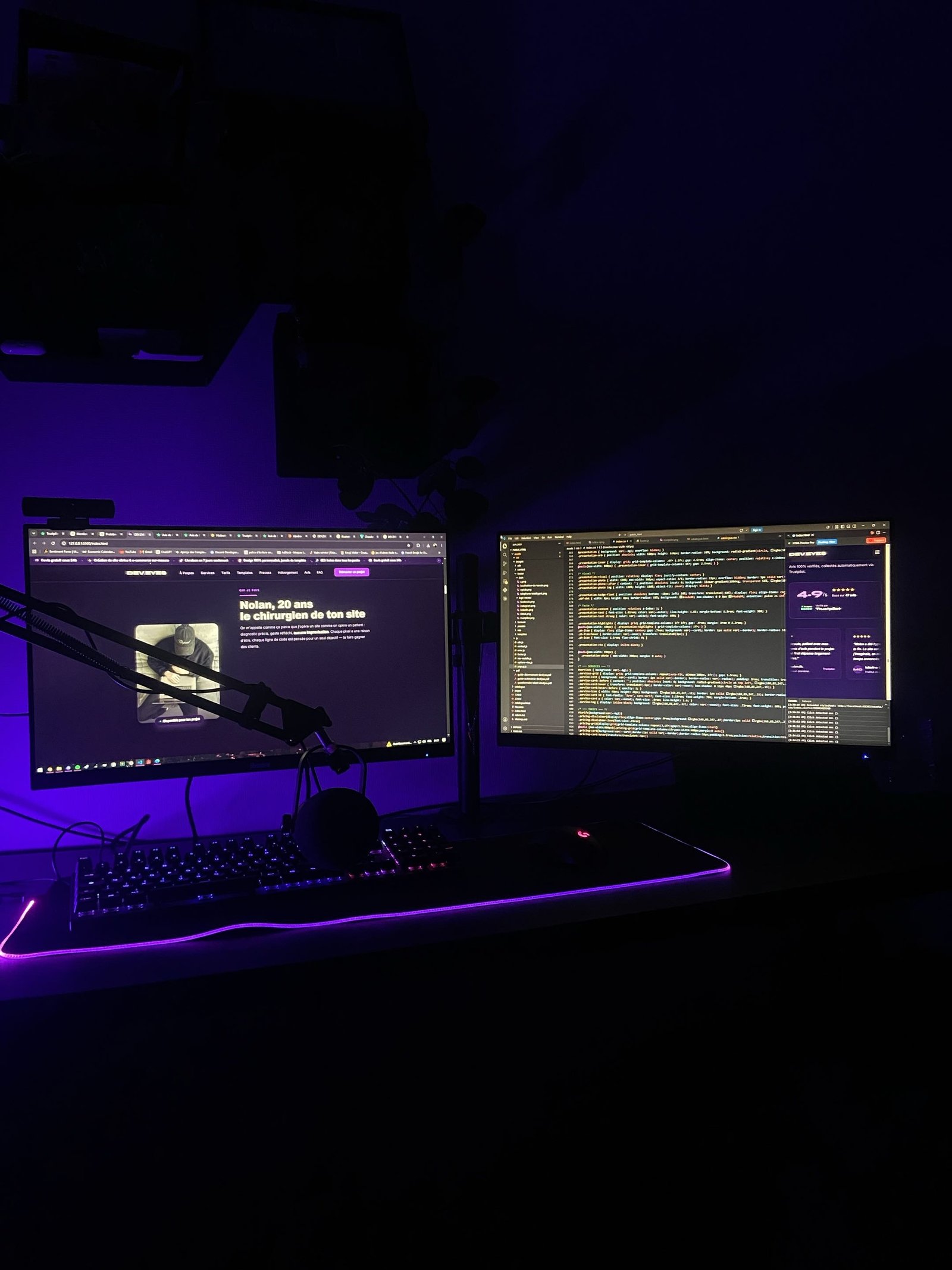 Setup de travail de Nolan, développeur web freelance